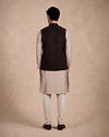 Manyavar Men Brown Blended Rayon Nehru Jacket with Pocket Pin