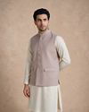 Manyavar Men Beige Blended Rayon Nehru Jacket