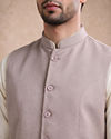 Manyavar Men Beige Blended Rayon Nehru Jacket