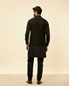 Manyavar Men Kohl Black Self Patterned Jacket
