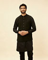 Kohl Black Self Patterned Jacket