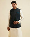 Black Floral Jaal Patterned Jacket