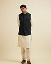 Manyavar Men Black Floral Jaal Patterned Jacket