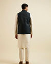 Manyavar Men Black Floral Jaal Patterned Jacket