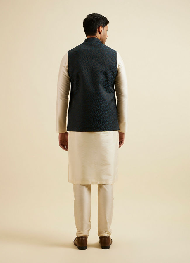 Manyavar Men Black Floral Jaal Patterned Jacket