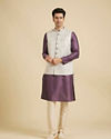 Manyavar Men Luxurious Light Grey Brocade Nehru Jacket image number 2