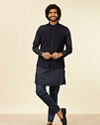 alt message - Manyavar Men Classic Dark Blue Nehru Jacket image number 2