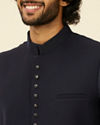 alt message - Manyavar Men Classic Dark Blue Nehru Jacket image number 1