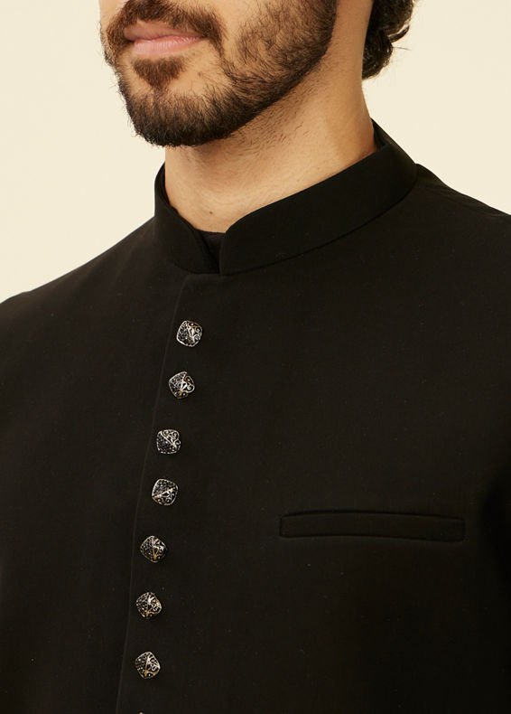 Manyavar Men Royal Black Nehru Jacket