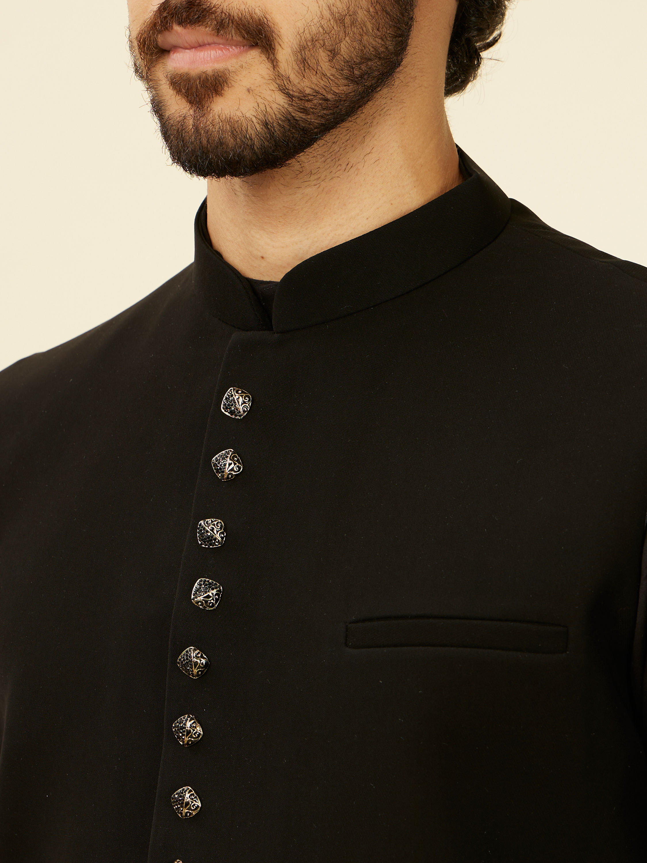 Manyavar Men Royal Black Nehru Jacket