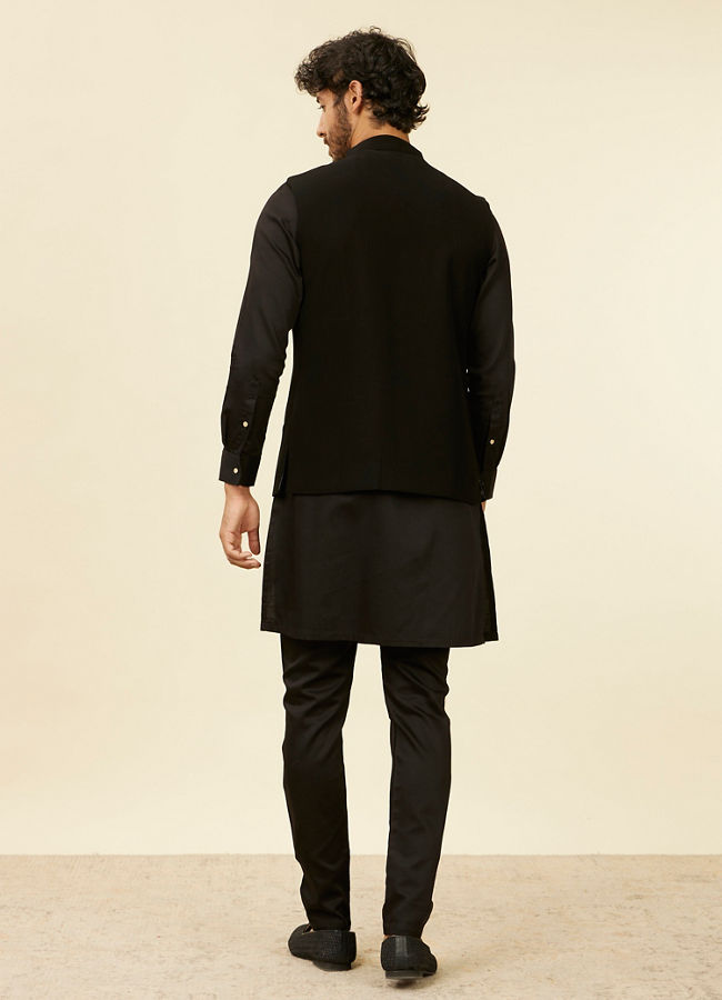 Manyavar Men Royal Black Nehru Jacket