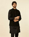 alt message - Manyavar Men Royal Black Nehru Jacket image number 0