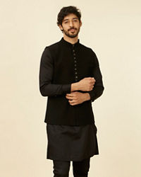 Manyavar Men Royal Black Nehru Jacket