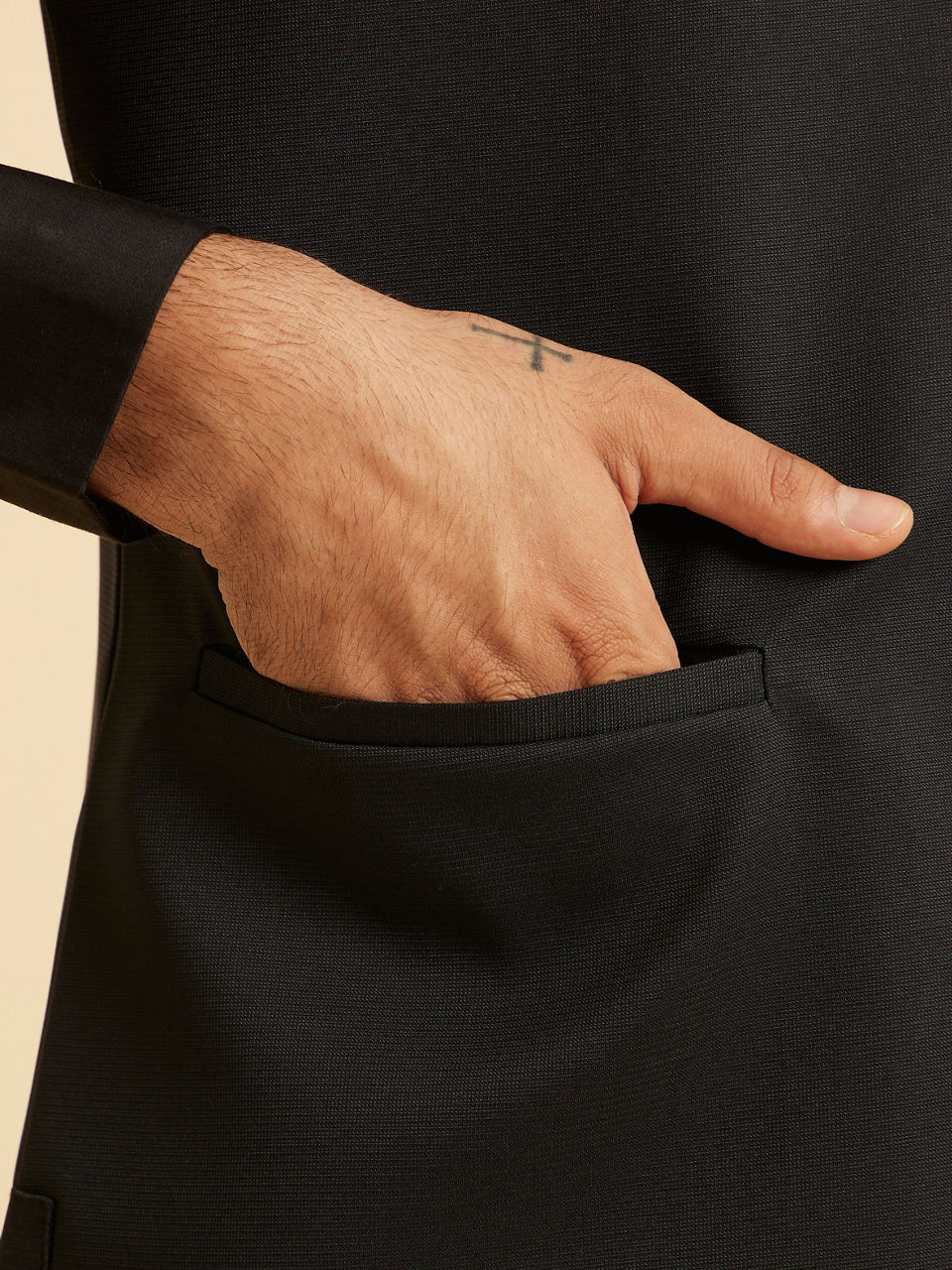 Manyavar Men Classy Black Nehru Jacket