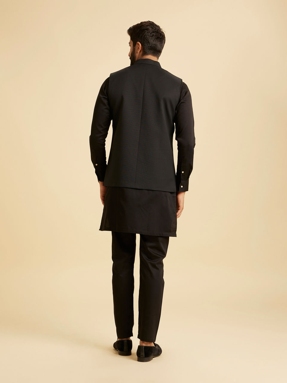 Manyavar Men Classy Black Nehru Jacket