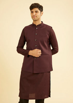 Manyavar Men Maroon Majesty Nehru Jacket