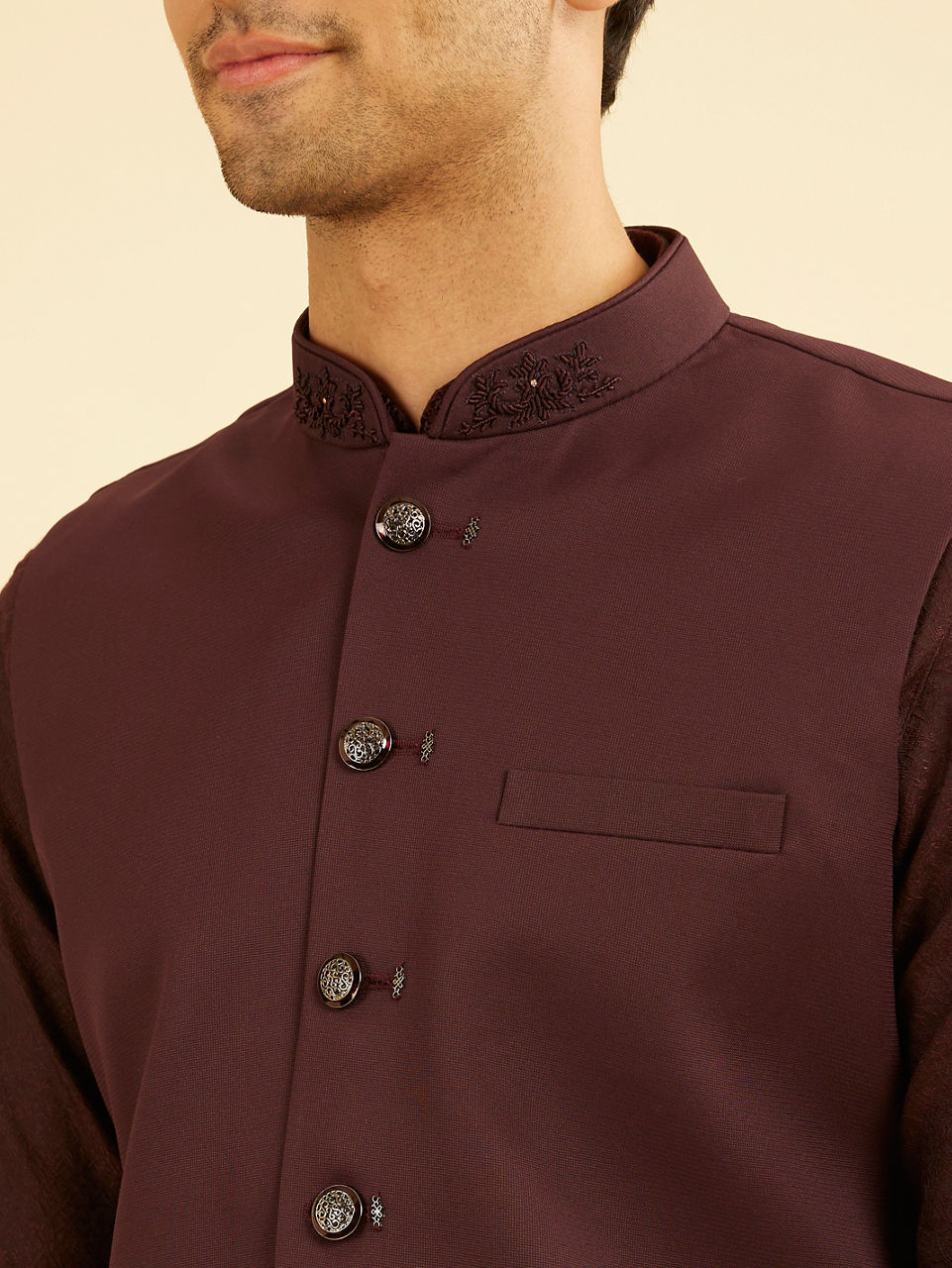 Manyavar Men Maroon Majesty Nehru Jacket