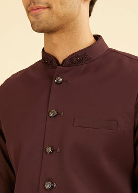 Manyavar Men Maroon Majesty Nehru Jacket