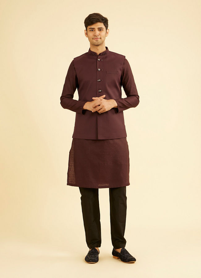 Manyavar Men Maroon Majesty Nehru Jacket