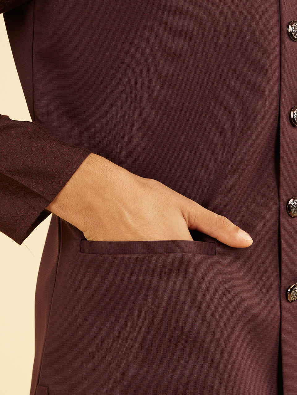 Manyavar Men Maroon Majesty Nehru Jacket