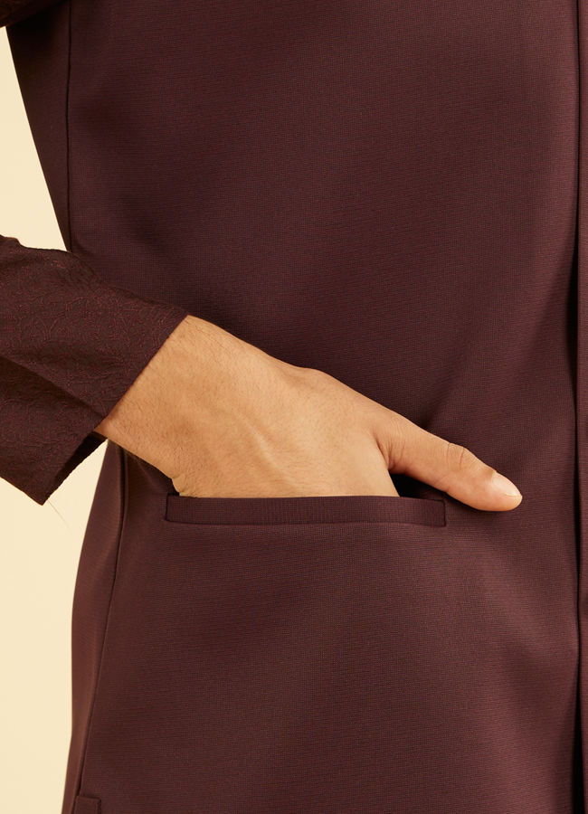 Manyavar Men Maroon Majesty Nehru Jacket