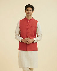 Manyavar Men Rust Elegance Nehru Jacket
