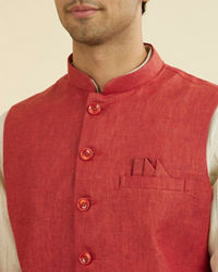 Manyavar Men Rust Elegance Nehru Jacket