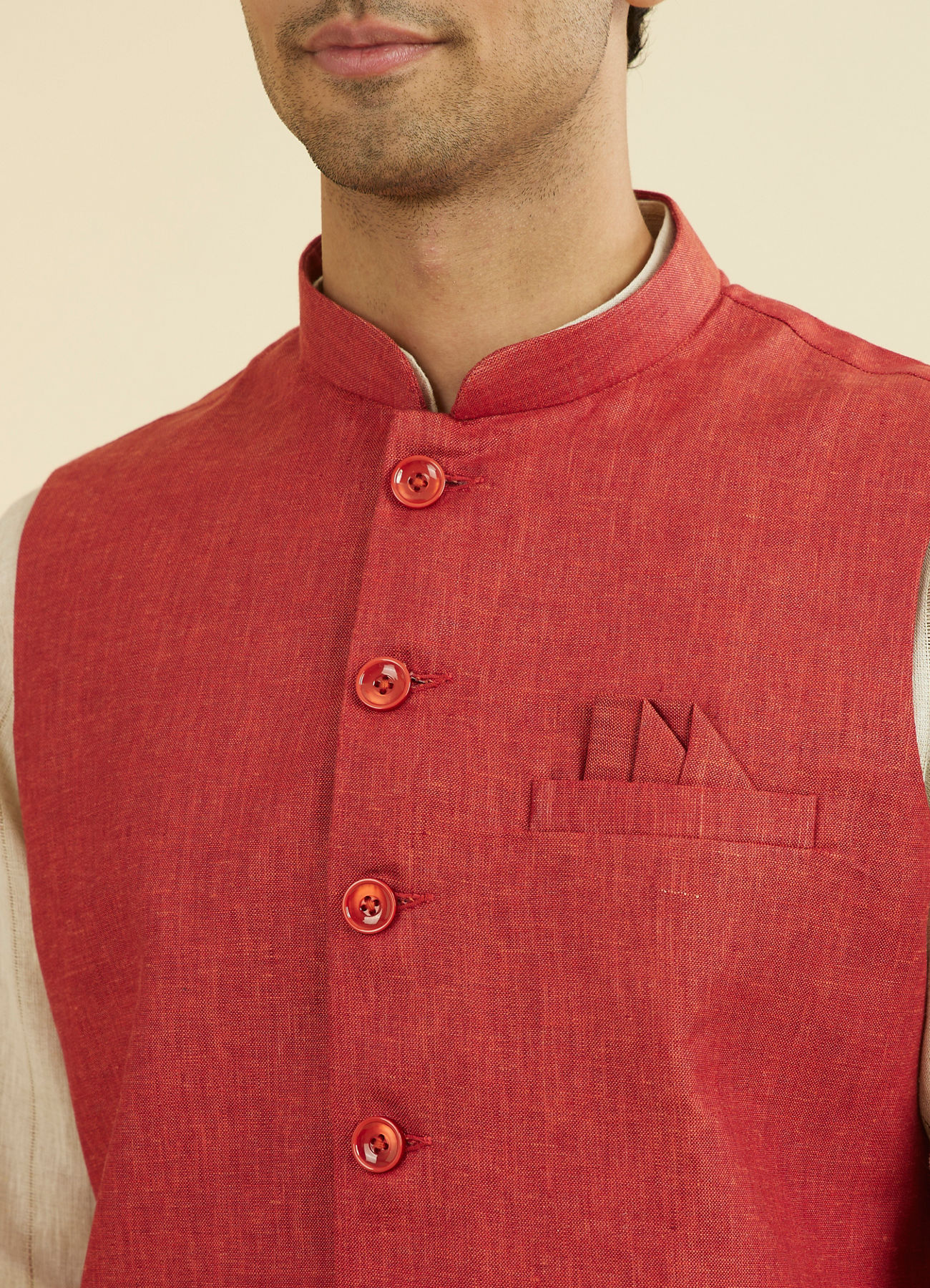 Manyavar Men Rust Elegance Nehru Jacket