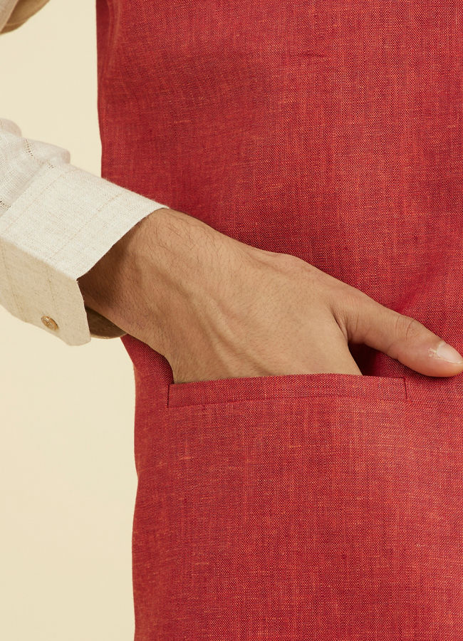 Manyavar Men Rust Elegance Nehru Jacket