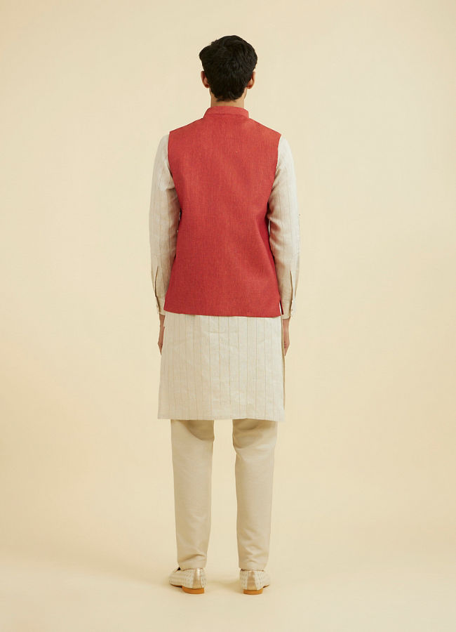 Manyavar Men Rust Elegance Nehru Jacket