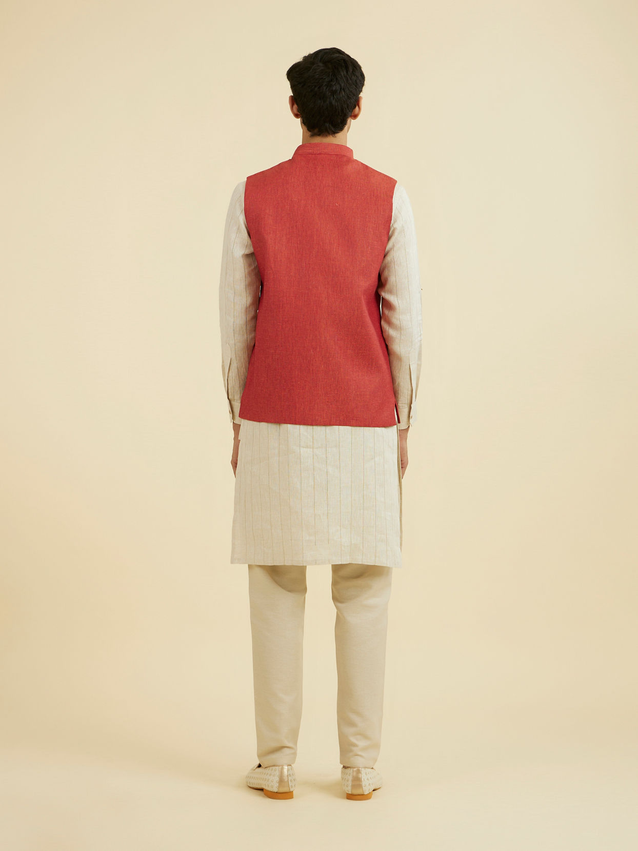 Manyavar Men Rust Elegance Nehru Jacket
