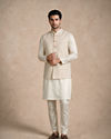 Manyavar Men Cream Blended Rayon Nehru Jacket