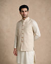 Manyavar Men Cream Blended Rayon Nehru Jacket
