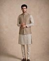 Manyavar Men Fawn Blended Rayon Nehru Jacket
