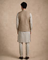 Manyavar Men Fawn Blended Rayon Nehru Jacket