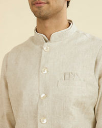 Manyavar Men Regal Beige Nehru Jacket
