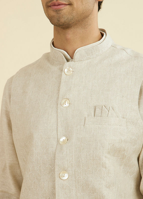 Manyavar Men Regal Beige Nehru Jacket