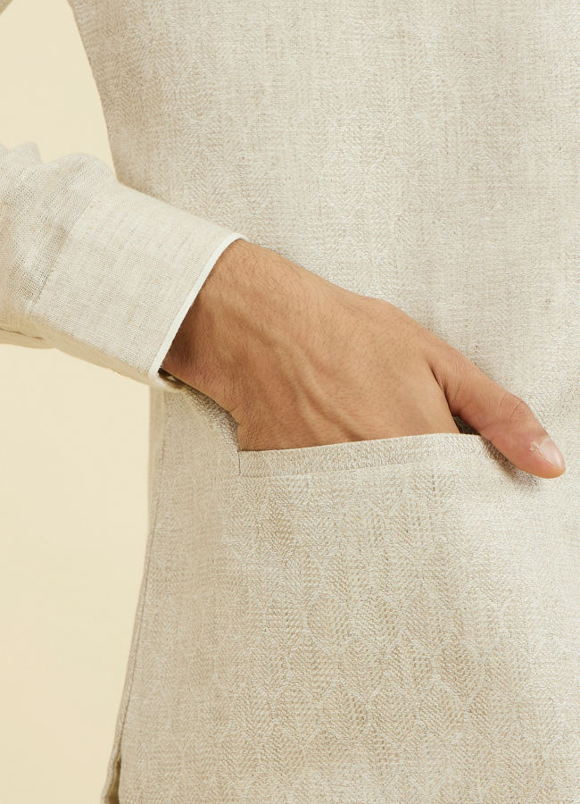 Manyavar Men Regal Beige Nehru Jacket