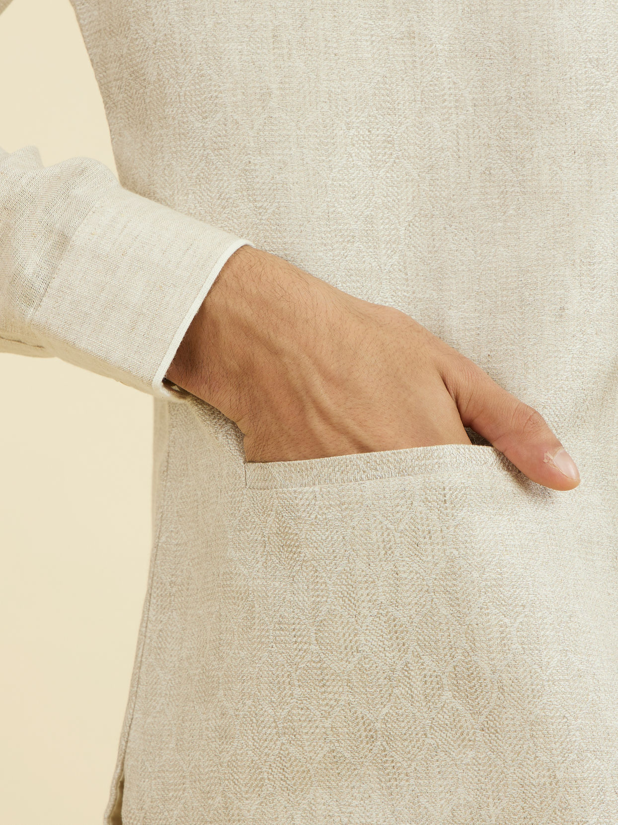 Manyavar Men Regal Beige Nehru Jacket