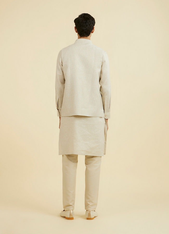 Manyavar Men Regal Beige Nehru Jacket