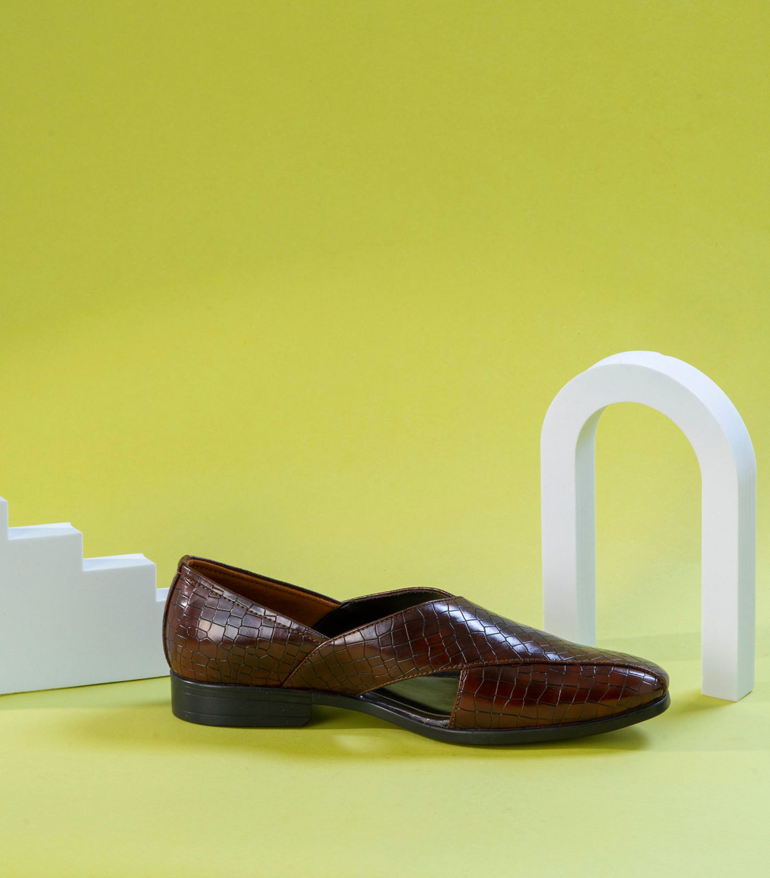 Manyavar Men Brown Faux Leather Shoe