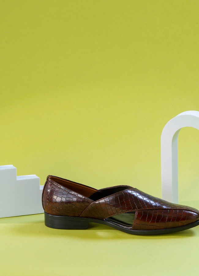 Manyavar Men Brown Faux Leather Shoe