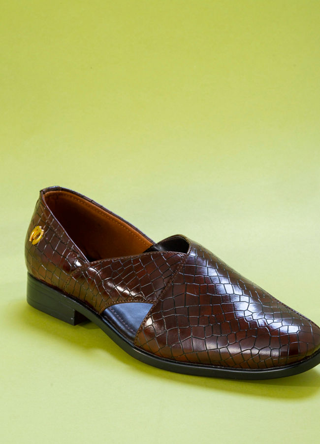 Manyavar Men Brown Faux Leather Shoe