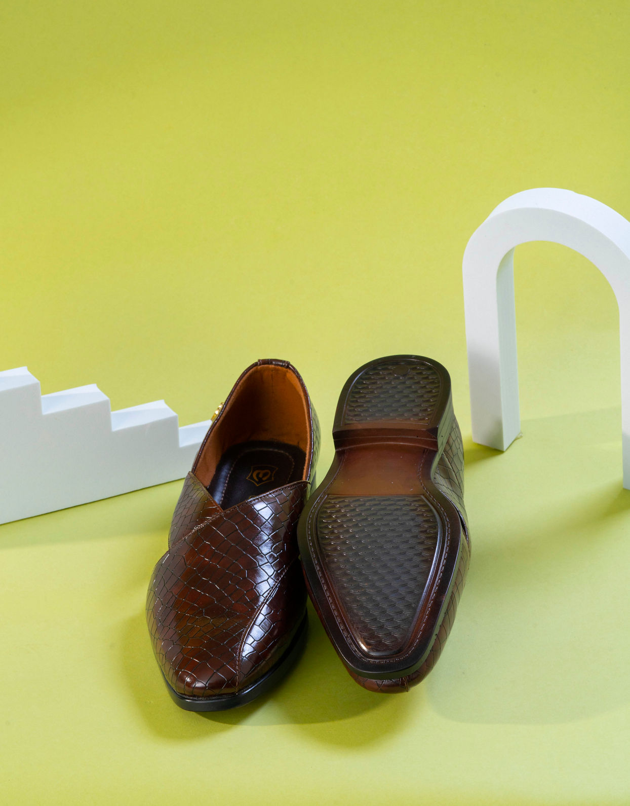 Manyavar Men Brown Faux Leather Shoe