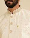 Manyavar Men Gleaming Cream Nehru Jacket image number 1