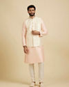 Manyavar Men Gleaming Cream Nehru Jacket image number 2