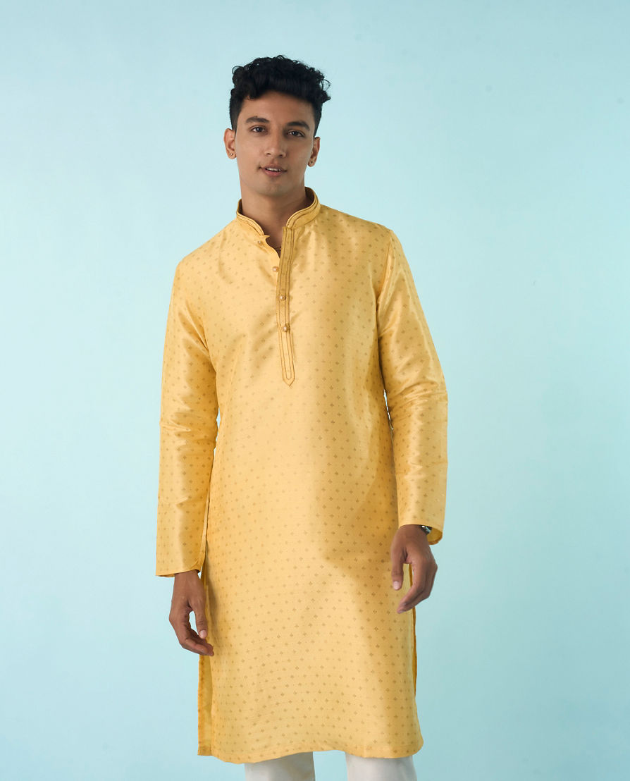 Diwas Men Gleaming Yellow Kurta
