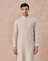 Natural Beige Embroidered Neckline Kurta