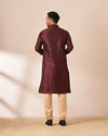 alt message - Manyavar Men Dark Maroon Jacquard Kurta Pajama image number 4