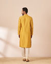Manyavar Men Yolk Yellow Self Design Kurta Pajama